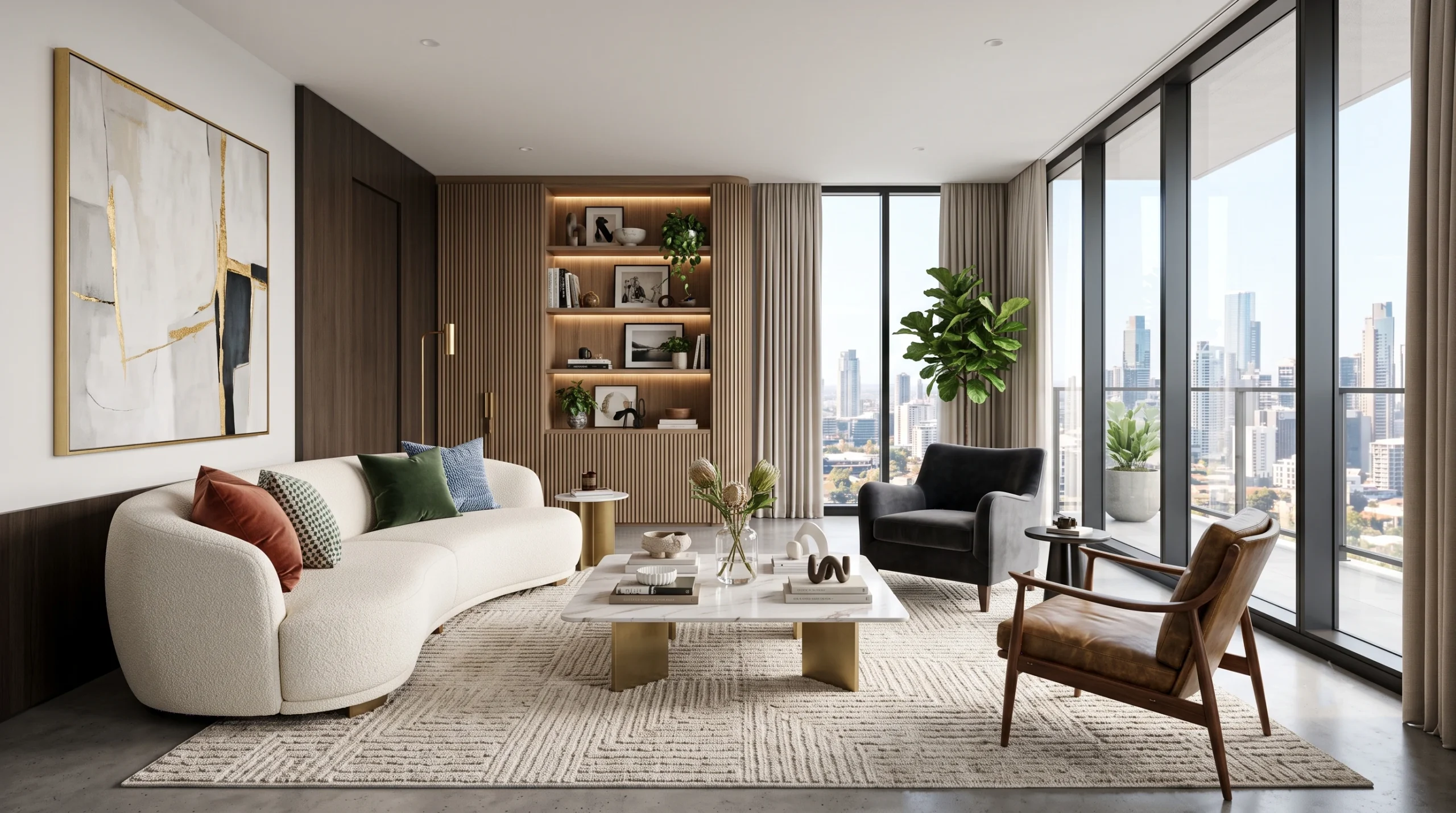 Stunning interior showcasing elegant dream decor with luxurious furnishings, rich textures, and bright natural lighting.
