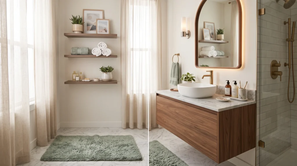 Functional college bathroom decor featuring portable shower caddies, quick-dry plush towels, waterproof organizers, and smart shared-space essentials.