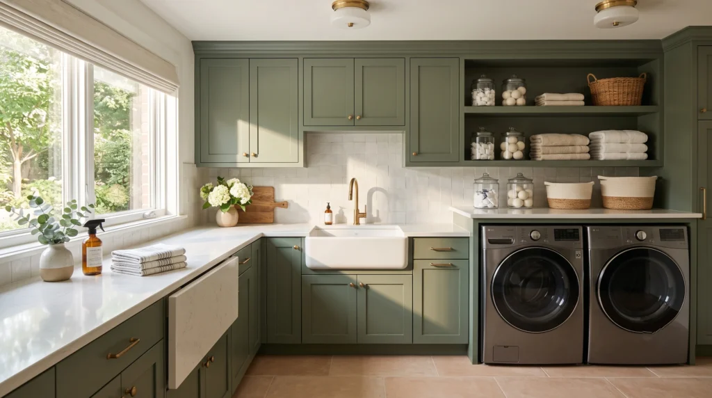 Functional laundry room design featuring custom spatial layouts, efficient workflow zones, durable moisture-resistant materials, and integrated smart storage solutions.