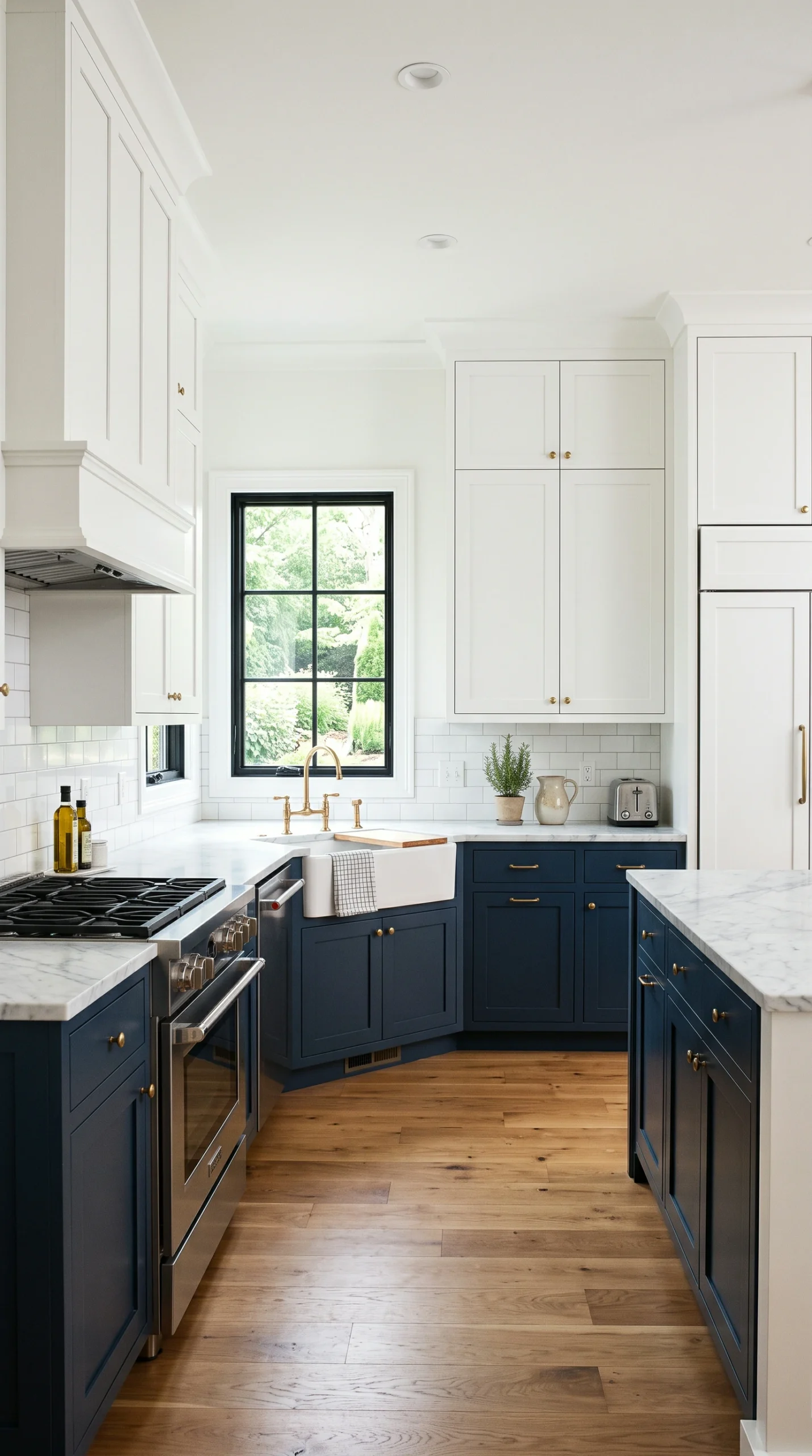 two tone kitchen cabinet color ideas featuring navy blue and white cabinets