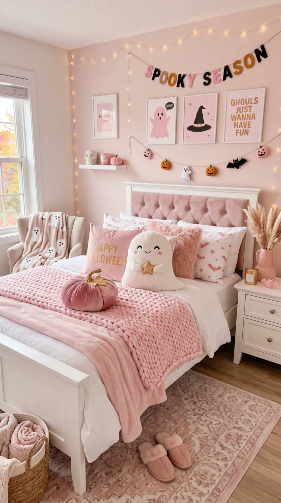 pink Halloween bedroom decor