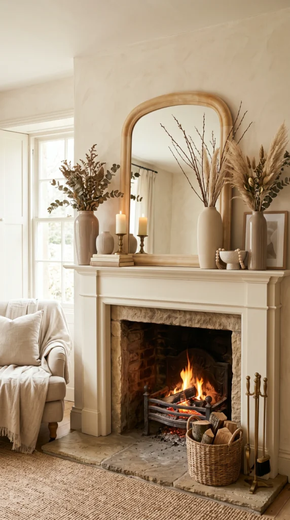 neutral mantel decor ideas