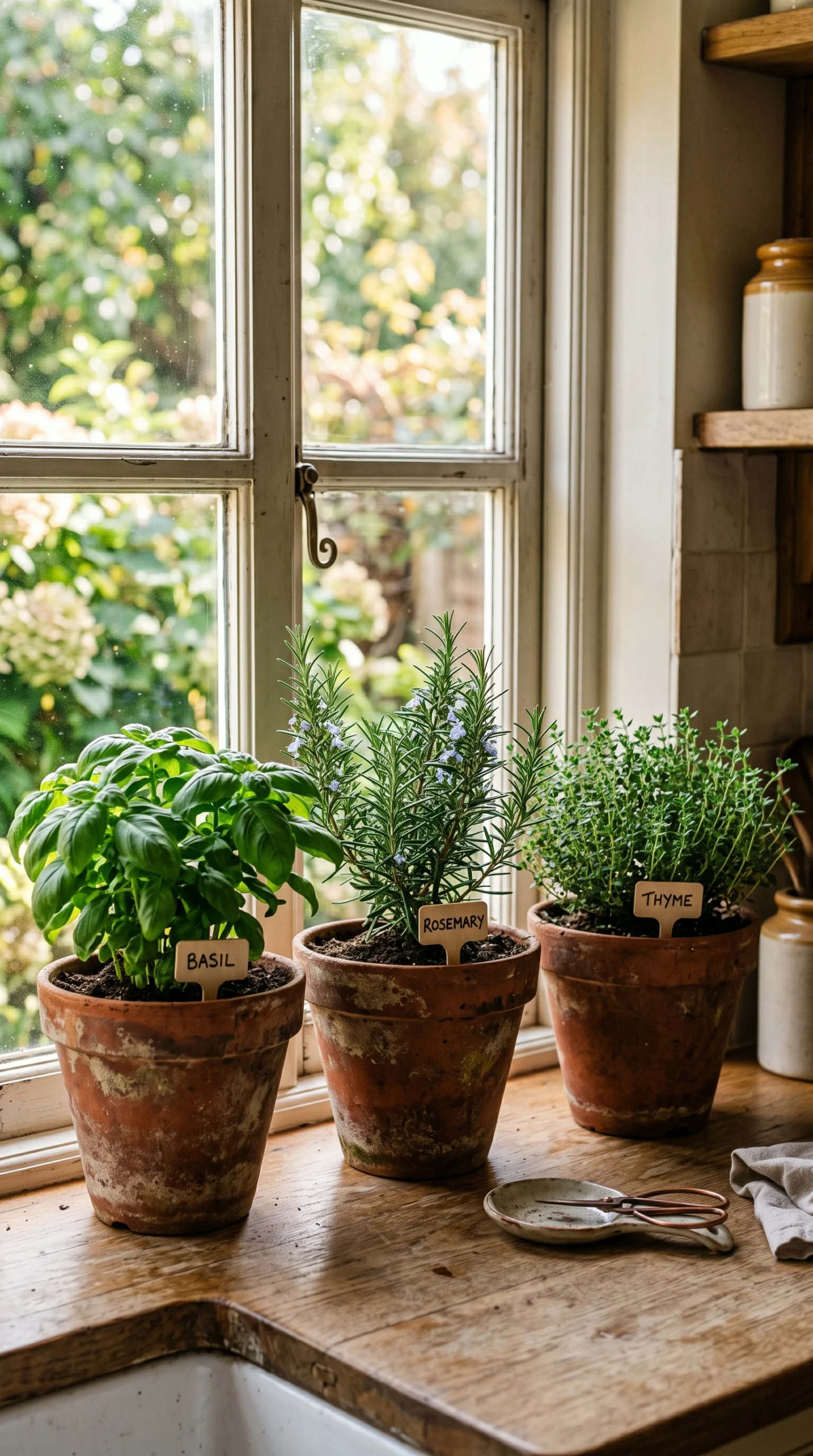 kitchen counter decor with plants