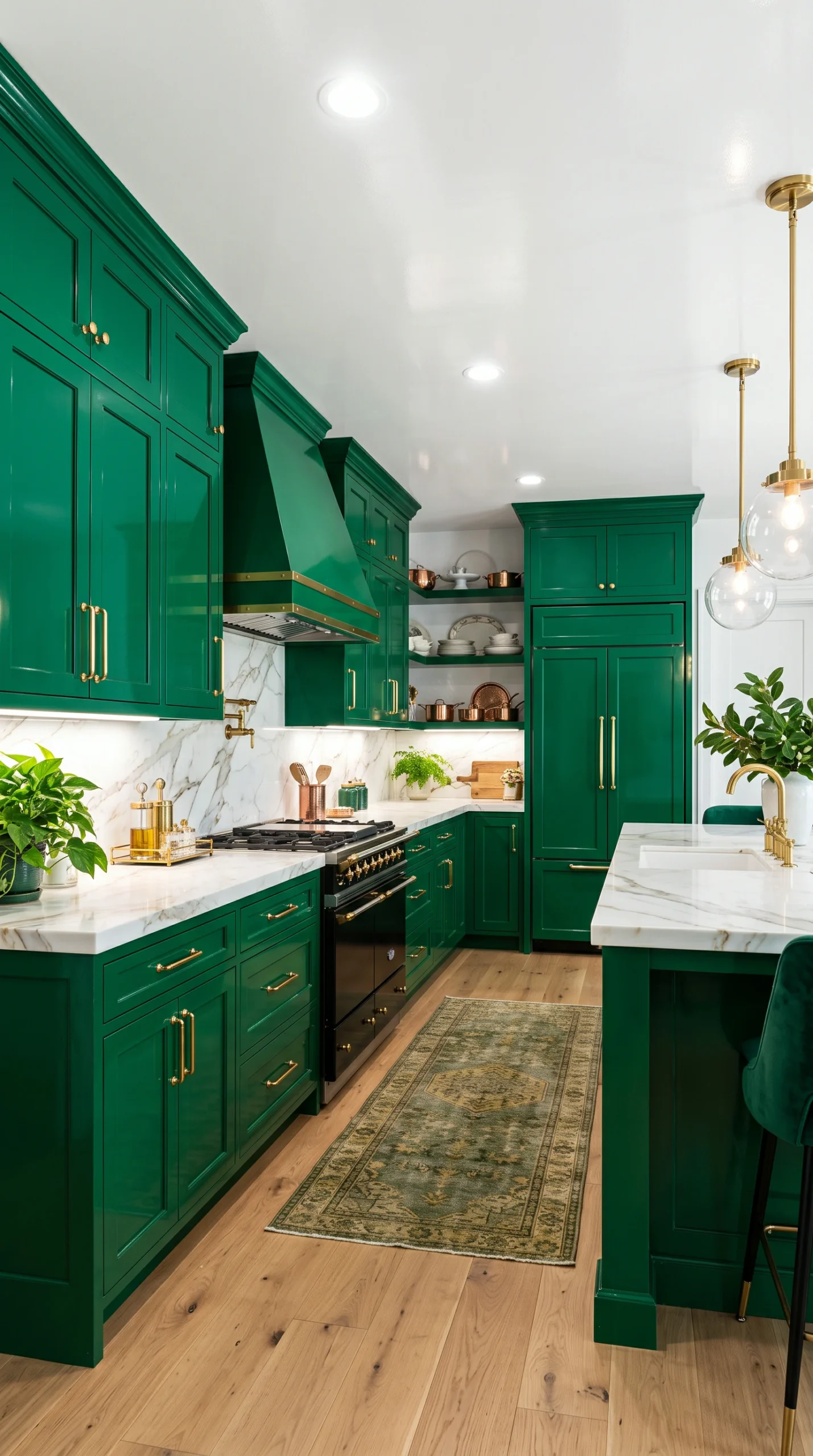 emerald green kitchen cabinets